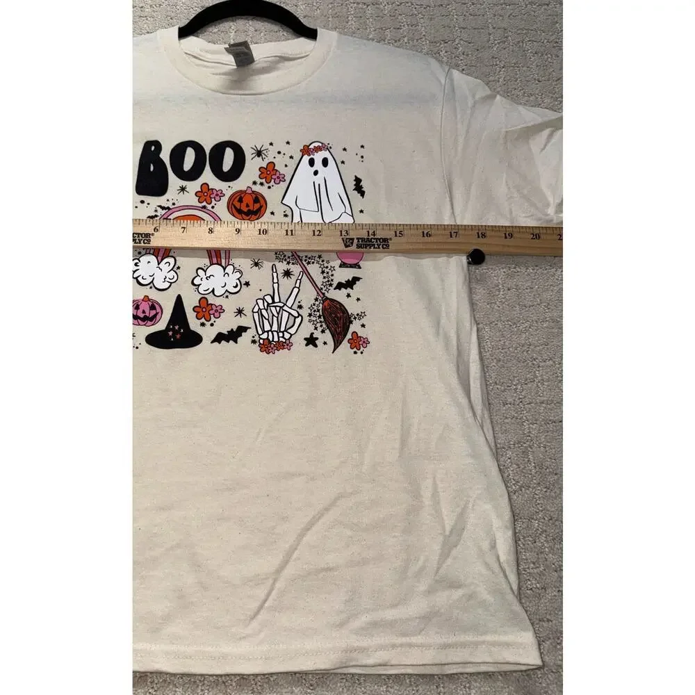 Gildan Heavy Cotton Halloween BOO Ghost Rainbow T-Shirt‎ Youth Medium New